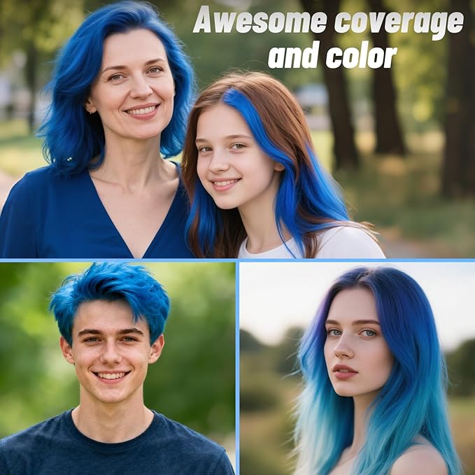 Blue Hair Spray, Temporary Hair Color Spray for Women Men– Safe Non Sticky Washable One Day Hair Dye Spray, Disposable Accessories Included, for Halloween Cosplay Party DIY Costume Pet Fun