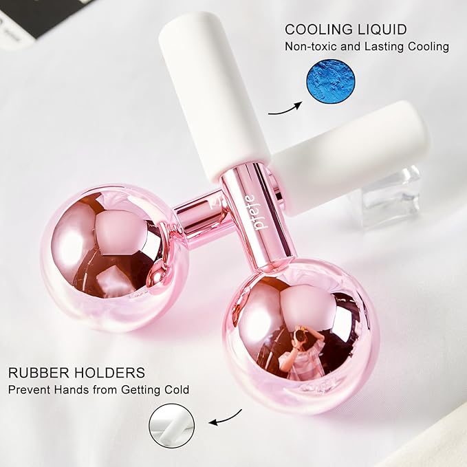Pfefe Ice Globes for Face & Eyes, Unbreakable Stainless Steel Cryo Sticks for Beauty Routines, Facials Cold Roller Colling Globes for Puffiness, Wrinkles, Dark Circles, Headaches