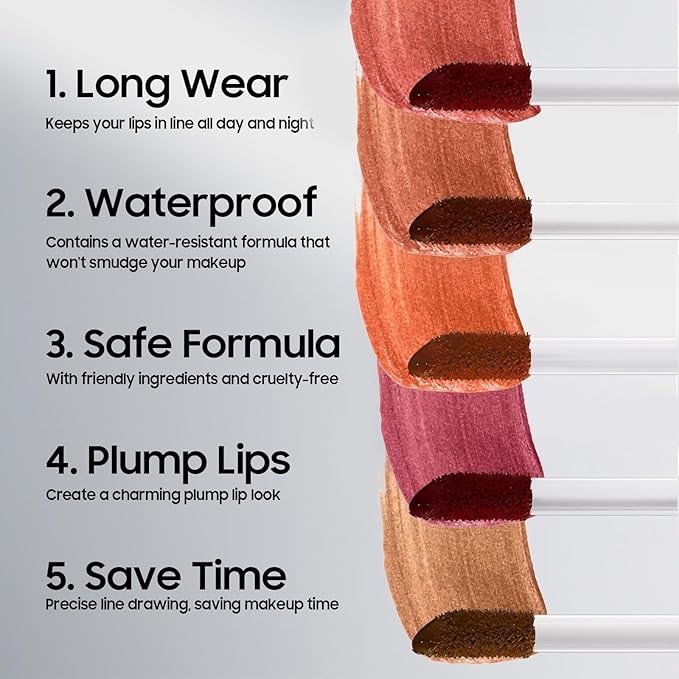 Lip Stain Peel Off - Lip Liner Long-wear & Waterproof Moisturizing Lip Stain with Matte Finish, Transfer-Proof, Non-Stick Cup Lip Tint Stay On All Day (Mauve)