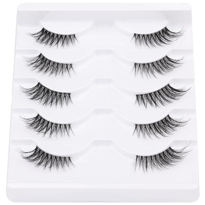 False Eyelashes Half Lashes Natural Look Wispy Mink Lashes zanlufly Cat Eye DIY Lightweight Invisible Band Reusable Soft Handmade Lashes Pack