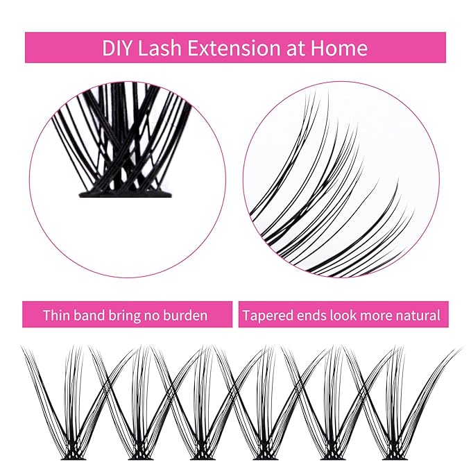Individual Lashes 240pcs Cluster Lashes 30D+40D DIY Eyelash Extension D Curl 0.07 Natural Individual Lash Extensions False Eyelashes at Home (30D+40D-0.07D, 16mm)