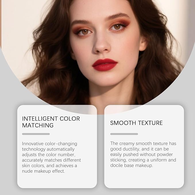 Color Changing Foundation Stick, Medium to Full Coverage Cream Stick Hydrating Makeup, Dual-Ended with Soft Brush for Flawless Look, Portable & Travel-Friendly (Ivory White)