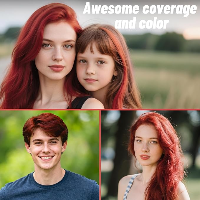 Red Hair Spray, Temporary Hair Color Spray for Women Men– Safe Non Sticky Washable One Day Hair Dye Spray, Disposable Accessories Included, for Halloween Cosplay Party DIY Costume Pet Fun