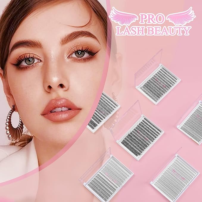 280 Pcs Individual Lashes 10+20-D-9-16mix Cluster Lashes 10D 20D C D Curl Wispy Lashes Bottom Lashes DIY Lashes At Home（10+20-D-9-16mix）