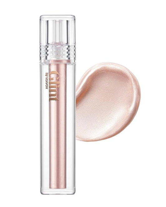 Glint Liquid Gel Highlighter (Dewy Moon, 0.1oz) - Multi-Use Face & Body Gloss for Smooth Glow, Long-Lasting Illuminator Balm for Healthy Radiance. Korean Makeup. Eyes, Cheeks