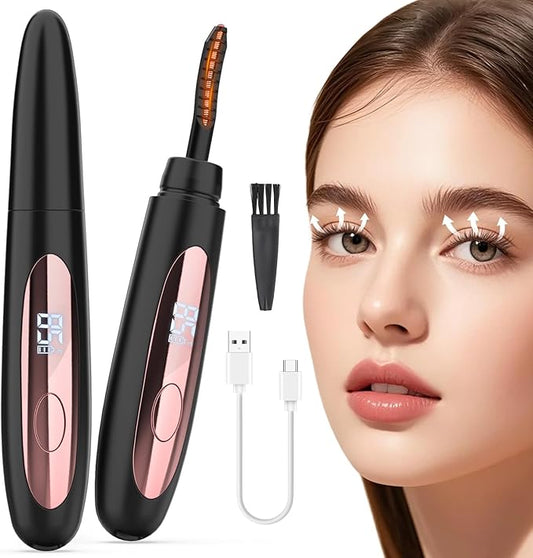 Heated Eyelash Curler for Women, 10s Fast Heating, 3 Heat Settings (113°F-185°F), Rechargeable Electric LASH-Lift Heated Lash Curler, Travel-Friendly Makeup Tool Gift