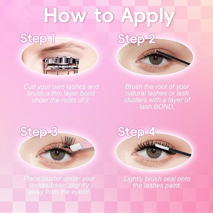 FADLASH Lash Extension DIY Kit Volume Fluffy Lash Clusters D Curl Cluster Lashes with Lash Bond and Seal Lash Tweezers for DIY Eyelash Extension at Home for Self Use（Kit 200D-0.07D-12-18MIX）