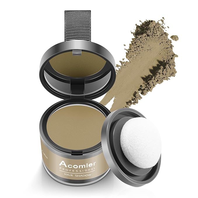 Acomler Instantly Root Cover Up Hairline Shadow Powder for Thinning Hair, Grey Hair, Eyebrows, Beard Lines, and Bald Spots (Coffee)