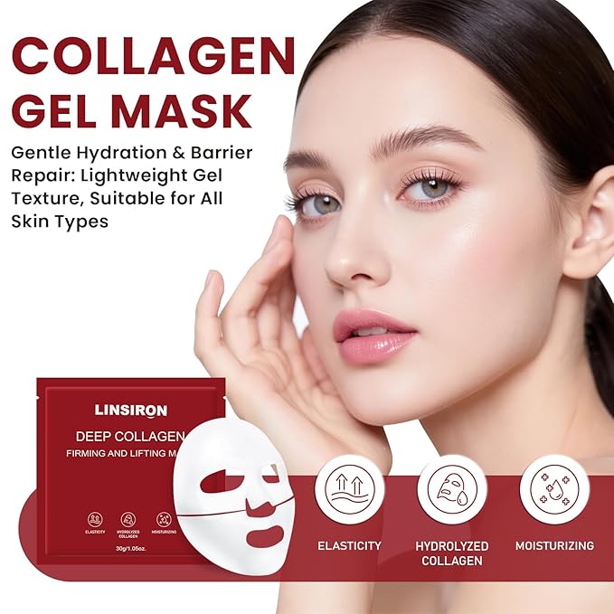 Bio-Collagen Real Deep Masks 12PCS Collagen Face Mask Skin Care Sheet Overnight Skincare Hydrating Smile Line Patches Wrapping Lift Stocking Stuffers Birthday Gifts for Teen Girls