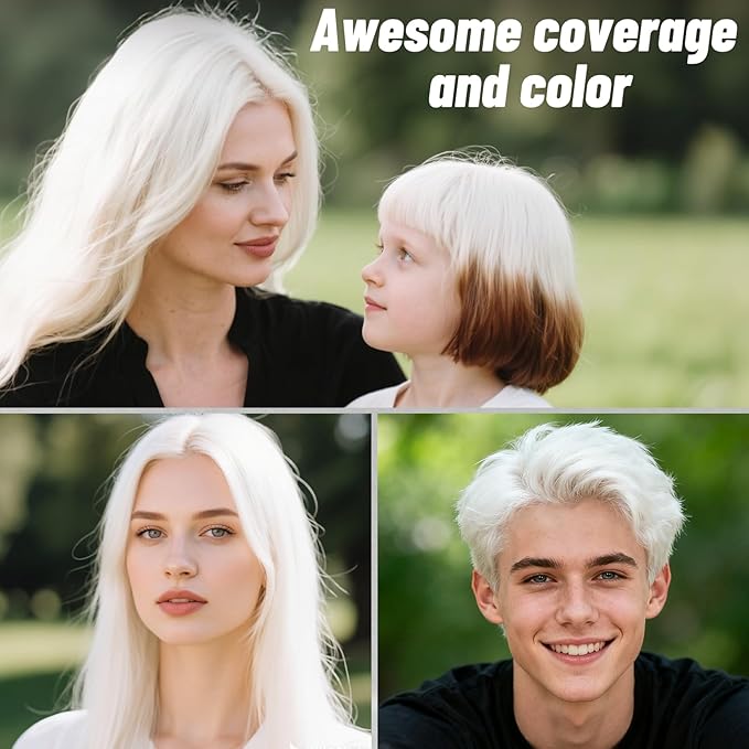 White Hair Spray, Temporary Hair Color Spray for Women Men– Safe Non Sticky Washable One Day Hair Dye Spray, Disposable Accessories Included, for Halloween Cosplay Party DIY Costume Pet Fun