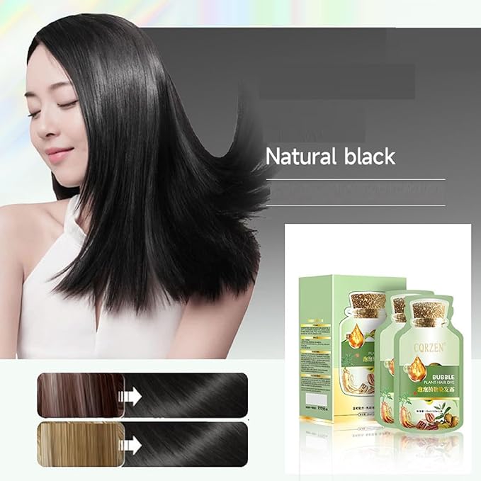 HUANG YI Bubble Plant Hair Dye Natural,New Botanical Bubble Hair Dye 15ml 15Packs/Box.(Natural Black)