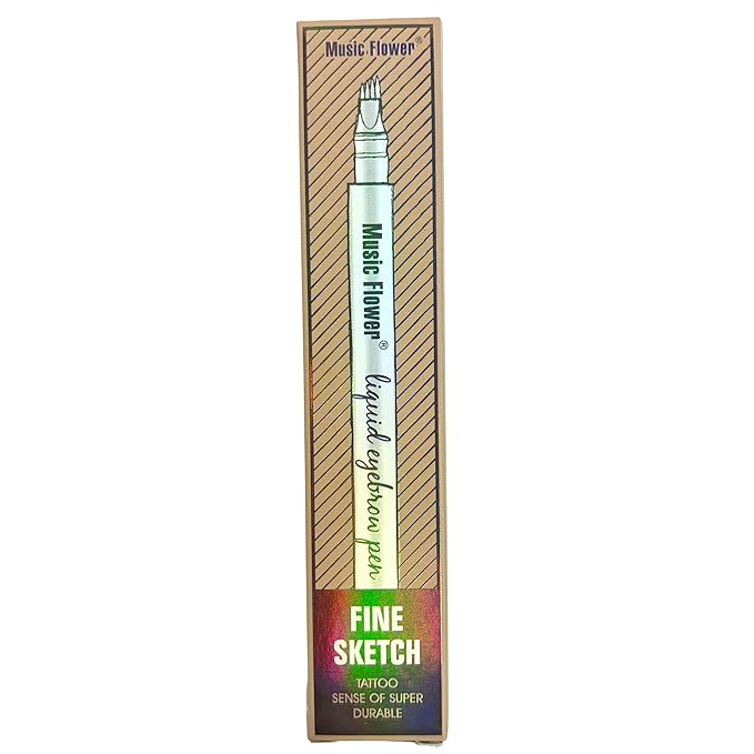 Music Flower Eyebrow Pen, Liquid Eyebrow Pen, Waterproof Brow Pencil with Micro-Fork Tip, Smudgeproof Long Lasting Fine Sketch Microblading Pen, Reddish Brown