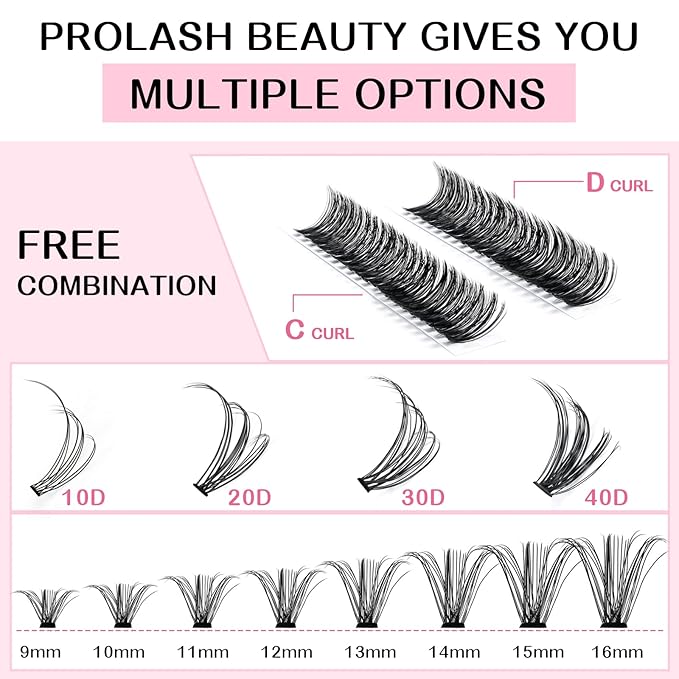 280 Pcs Individual Lashes 30D+40D Mixed Lash Clusters 14 Rows Cluster Lashes that Look Like Eyelash Extensions DIY Lash Extension Self Application At Home (30+40-C-16)