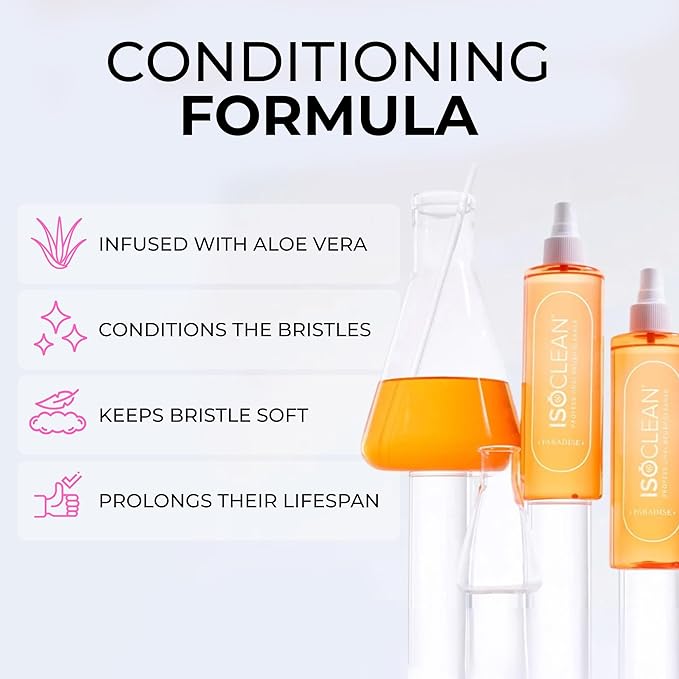 ISOCLEAN Professional Brush Cleaner 3 fl oz - Paradise - Makeup Brush Cleaner for Cosmetic Tools, Cleans Bristles, Scented No-Rinse Formula Dries in 60 Seconds, Vegan, Not Tested on Animals, Spray Top