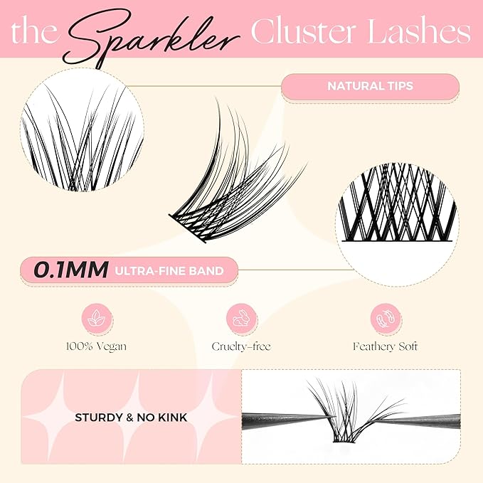 WINKGIGGLE Lash Clusters DIY Eyelash Extensions Natural Volume, Individual Cluster Wispy Lashes Clusters for Home Application