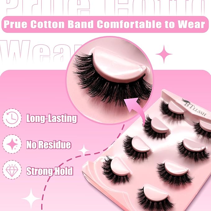 8Pairs Wispy Mink Lashes Fluffy Eyelashes Natural Look 5D Volume Fake Eyelashes 2Pack 3D623-4