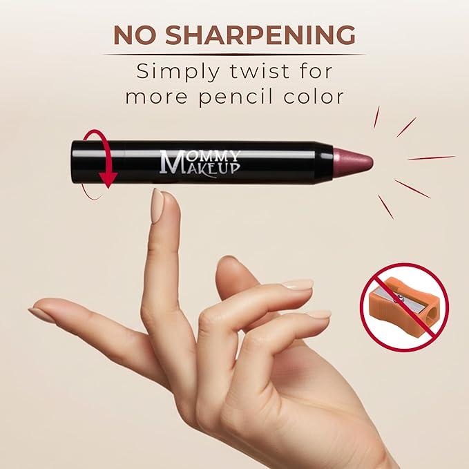 Mommy Makeup Triple Sticks Lipstick, Cream Blush & Teatment All-In-One with Shea & Cocoa Butter - Soft & Creamy Moisturizing Lip Crayon For Lips & Cheeks (Toasted Berry)