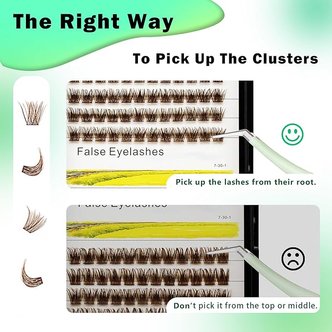 Bodermincer 120 Clusters 10mm+12mm/12mm+14mm/14mm+16mm Mixed Wide Cluster False Eyelash Individual Cluster EyeLashes Grafting Fake False Eyelashes Eyelash Extension (Brown 18mm+20mm Mixed)