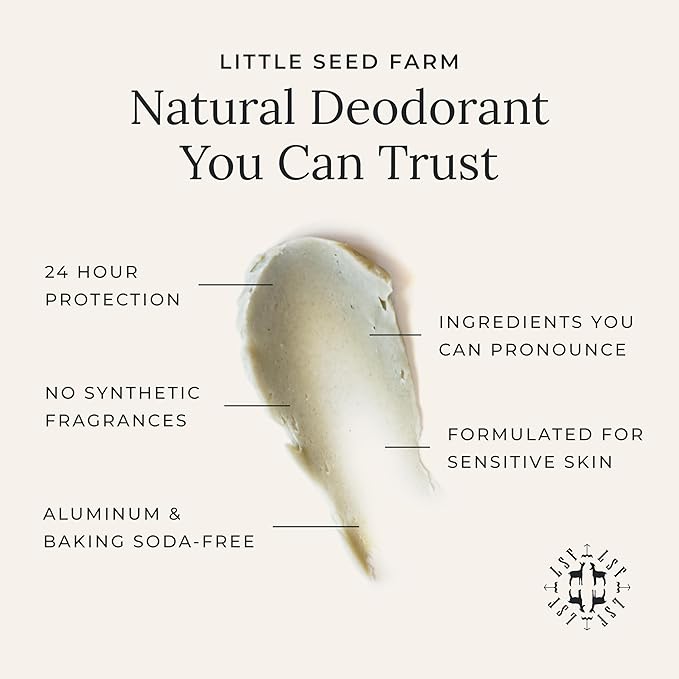 Little Seed Farm All Natural Deodorant Cream - Blue Lotus - Aluminum Free Deodorant for Women or Men, Net Wt. 2.4oz | 68g