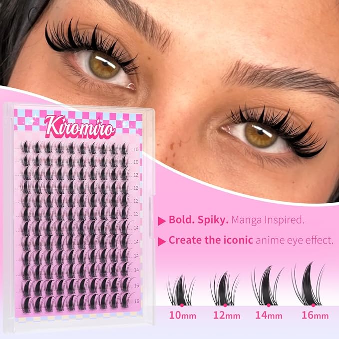 Fairy Lash Clusters Manga Eyelash Extensions 10-16mm Fairy Cluster Lashes Wispy Lash Extensions Soft DIY Individual Eyelash Clusters with Thin Clear Band