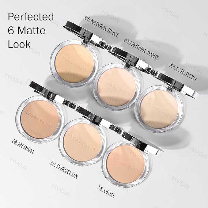 KYDA Mineral Powder, SPF 35, 4-in-1 Mineral Pressed Powder Foundation with Concealer and Setting, Matte Weightless Pressed Foundation, Light to Medium Coverage, #PORCELAIN