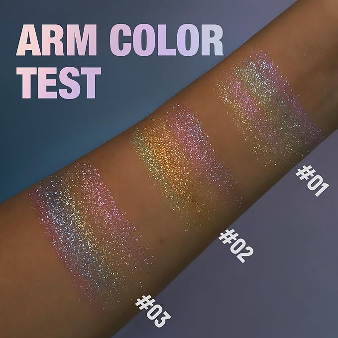 Multi-Use Chameleon Eyeshadow & Highlighter Palette – Iridescent Multichrome Shimmer with Color-Shifting Glow, Long-Lasting Waterproof Glitter Makeup for Eyes, Face & Festival (Rainbow Aurora)
