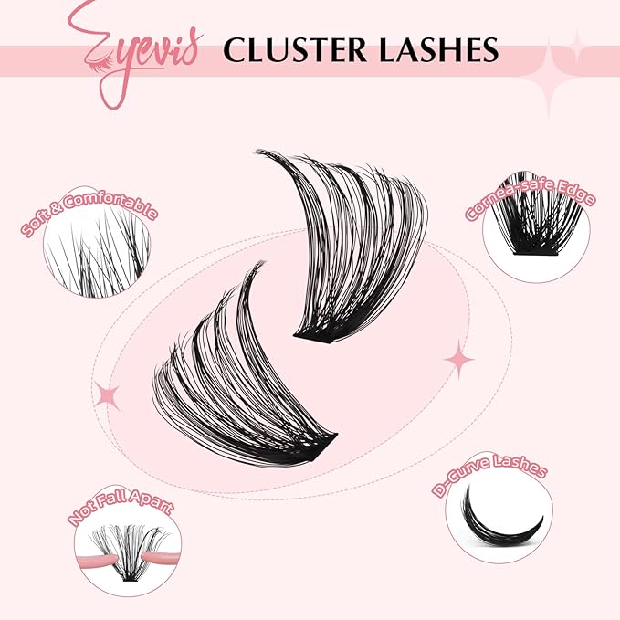 Volume Lash Clusters 80D Thick Eyelash Clusters D Curl Cluster Eyelash Extensions 10-18mm Ultra-Soft Individual Lashes DIY Lash Clusters at Home（80D, 10-18mm）
