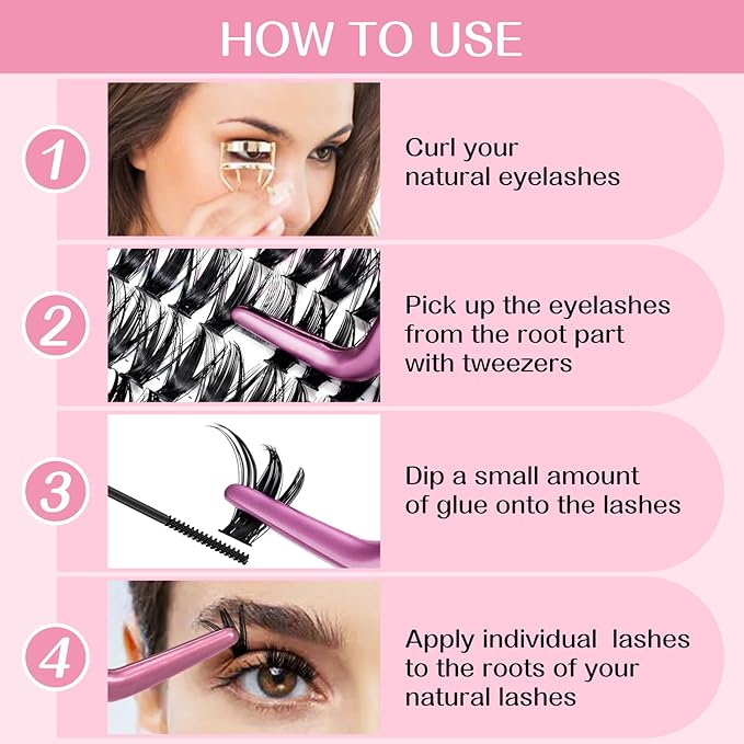 280 Pcs Individual Lashes 50D Mixed Lash Clusters 14 Rows Cluster Lashes that Look Like Eyelash Extensions DIY Lash Extension Self Application At Home (50D-D-14-20mix)