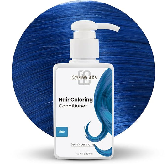 SOVONCARE Hair Color Depositing Conditioner, Blue Semi Permanent Hair Color Conditioner for Colored Hair 5.28 OZ, Hair Dye Conditioner Results in 10 Mins, Haircare Color Cruelty-Free