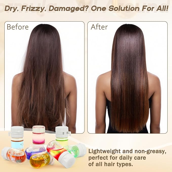 40 Pcs Hair Oil Perfume - Essence Oil & Hair Perfume 2 in 1 for Frizz Dry Damaged Hair, Argan Avocado & Amino Acids Nourishing Shining, Leave-in Hair Fragrance Serum, Long Lasting Scented, 1.83 fl oz