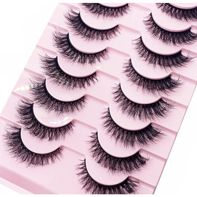 HBZGTLAD New 10 Pairs 3D Mink Lashes False Eyelashes Handmade Wispy Fluffy Long Lashes Natural Eye Makeup Tools Eye Lashes(55-10pairs)