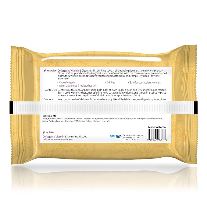 Epielle Makeup Remover Wipes, Remove Waterproof Mascara, Gentle Daily Facial Cleanser Towelettes with Collagen, Cucumber & Argan Oil, Stocking Stuffers, Thanksgiving Essentials, 60 Count (Pack of 4)