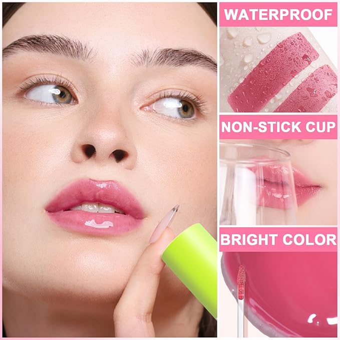6 PCS Hydrating Lip Oil, Big Brush Head Lip Glaze Shiny Transparent Lip Glow Oil, Nourishing & Non-sticky Long Lasting Fresh Clear Smooth Lip Care Plumping Lip Oil (SET B)