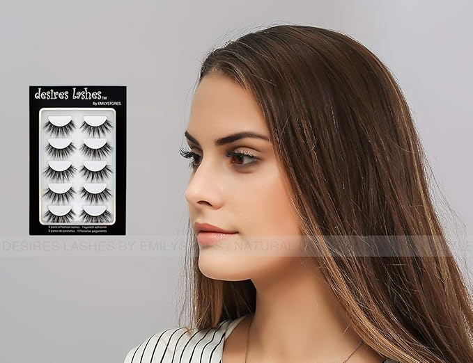 Natural Lashes 3D Layered Effect Fake-Mink Eyelashes Multipack 5Pairs, Dramatic