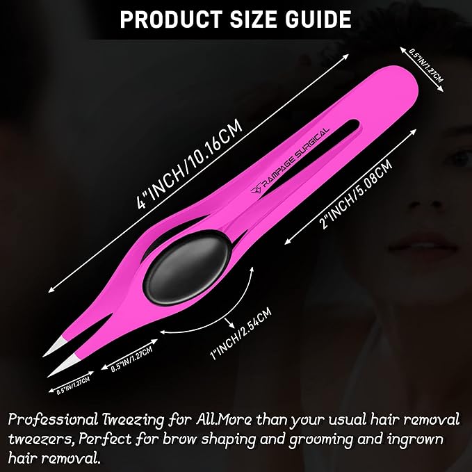 Professional Eyebrow Tweezers Pointed Tip Stainless Steel 2,3xPcs Set, Non-Slip Grip Point Tip Tweezers for Facial Hair, Plucking Removing Ingrown Hairs, Tweezer for Women Men