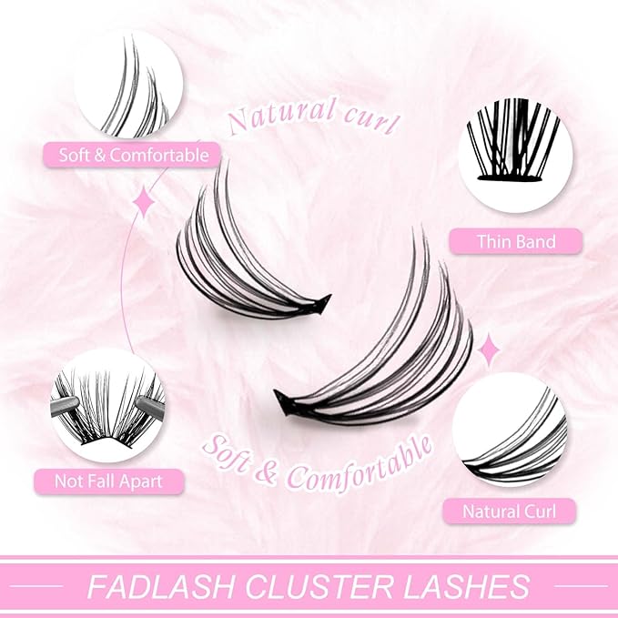 Individual Lashes Large Tray D Curl Lash Clusters 10D 20D 30D 40D Individual Lash Extensions Cluster Lashes Lash Extension Supplies Eyelash Clusters (20D-0.07D, 13mm)