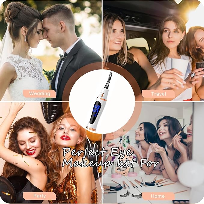 BUV 2025 Upgraded Heated Eyelash Curler - Fast 5s Heat-Up, USB Rechargeable, LED Display, Anti-Burn, 24H Long-Lasting Curl, White
