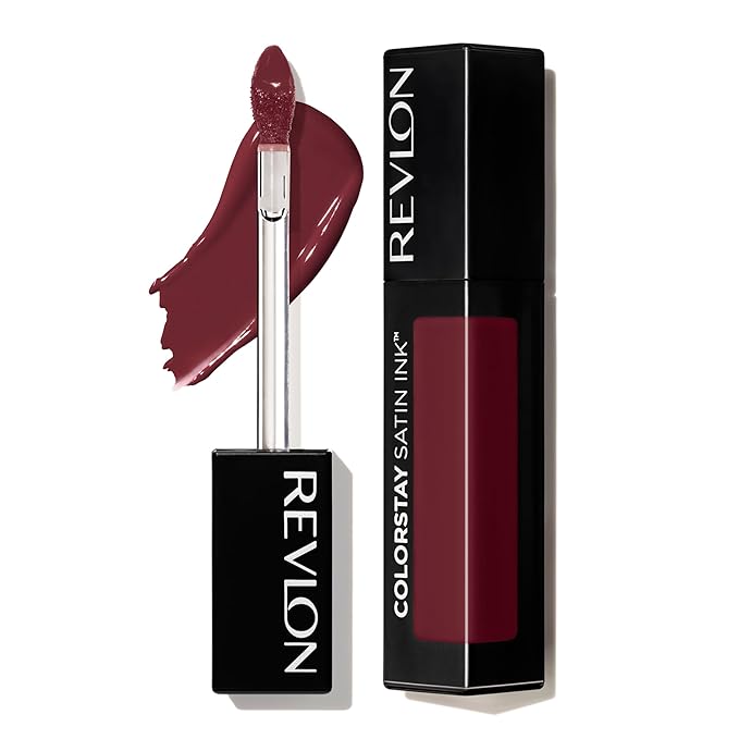 Revlon ColorStay Satin Ink Liquid Lipstick, Longwear Rich Lip Colors, Formulated with Black Currant Seed Oil, 021 Partner in Wine, 0.17 fl oz