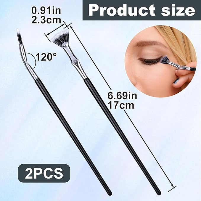2PCS Mascara Fan Eye Lash Brush, Folding Angle Scalloped Lash Separator Tool, Fan Shaped Eyebrow Brush, Soft Eyelash Comb Separator for Upper Lower Eye Lash Makeup