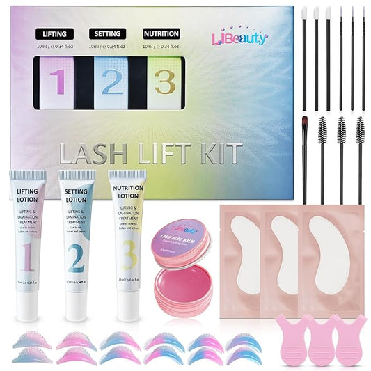 Lash Lift and Brow Lamination Kit, 2-in-1 Eyelash & Eyebrow Perm Set with Glue Balm, 4-6 Weeks Curl, Easy Application for Beginner and Salon