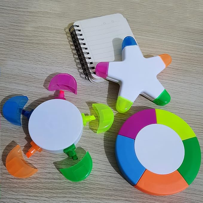 3 Pack Fluorescent Highlighter Pens, Petals Highlighters, Star Flower Highlighters,Round Shape Watercolor Pens for Students School Office