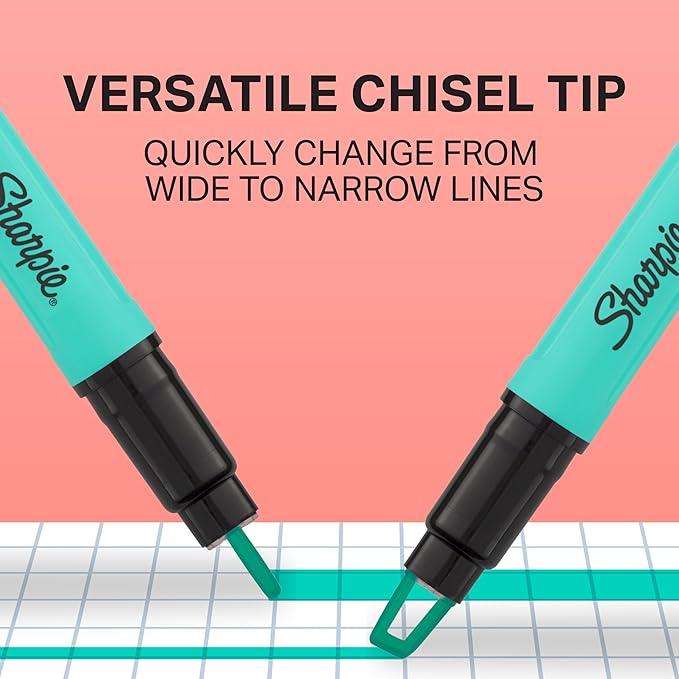 Sharpie Clear View Highlighter Sticks, Chisel Tip, Assorted Fluorescent, 8 Count - School, Home, and Office Use, Teacher Supplies