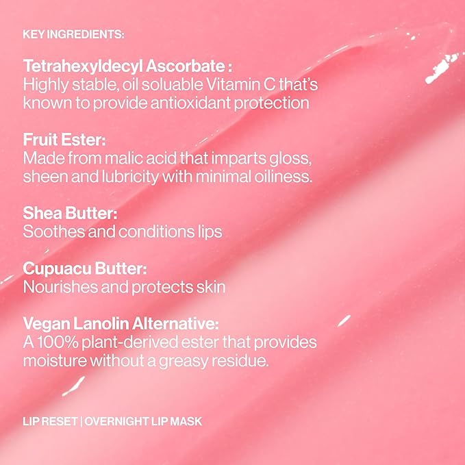 MAKE Beauty Lip Reset Overnight Lip Mask. Nourishing, Hydrating Lip Treatment for Dry, Flaky Lips. Plumps, Softens, and Smooths. Solar Citron Flavor