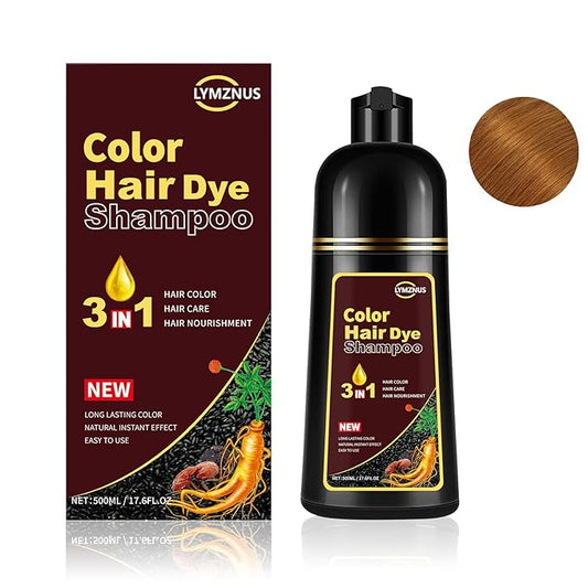 Instant Herbal Blonde Brown Hair Dye Shampoo 3 in 1, Colors in Minutes, Brown Hair Color Shampoo for Men and Women, 500ml