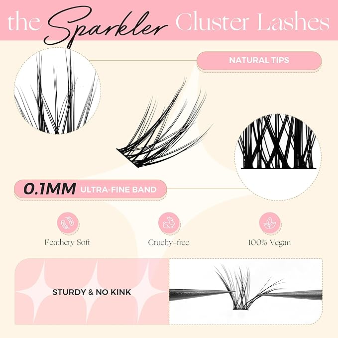 WINKGIGGLE Lash Clusters DIY Eyelash Extensions Natural Volume, Individual Wispy Lashes Clusters for Home Application