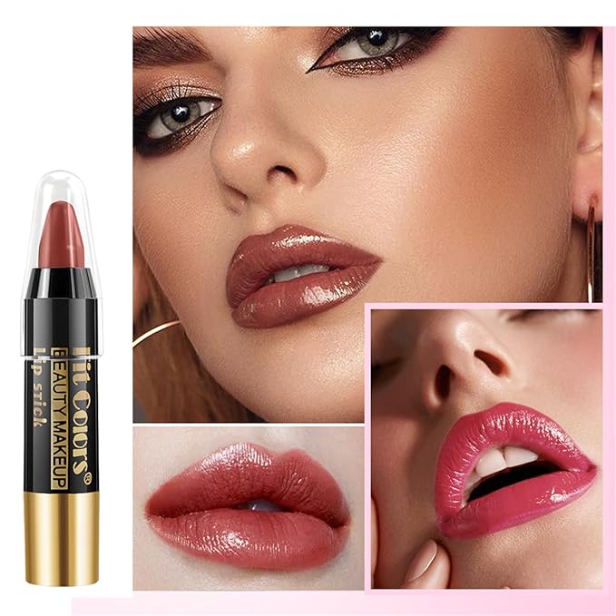 6Pcs Moisturizing Gloosy Nude Lipstick Set, Nude Pink Rose Mauve Red Brown 6 Rich Shades Waterproof Long Lasting Non-Stick Cup 24 Hour Lip Crayon Pencil Makeup Lip Liner Pen Set Christmas Gifts