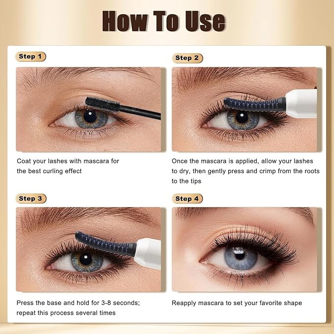 Heated Eyelash Curlers with Battery Indicator, Electric Eyelash Curler 3 Temperature Modes LED Display USB Rechargeable Makeup Tools, Heated Lash Curler Ideal Gift for Women （White）