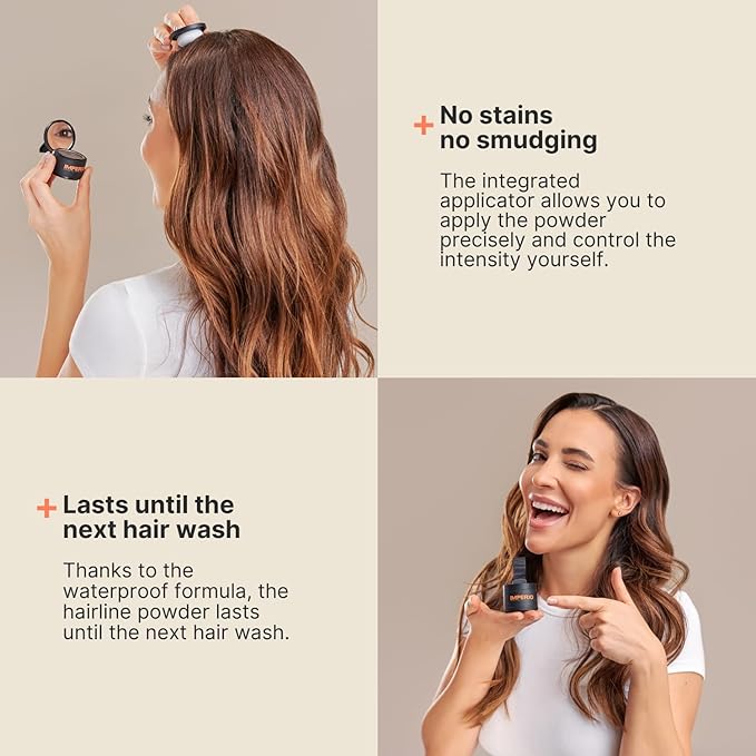 IMPERIO Root Touch Up Hair Powder for Concealing Hair Loss instantly - Hairline Powder for Women & Men - Water resistant Root Cover Up for Thinning Hair in Premium Hairdressing Quality (Medium Blonde)