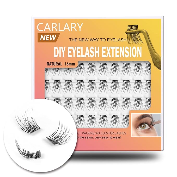 Lash Clusters, DIY Eyelash Extension, 40 Clusters Reusable Individual Lashes, Natural Fluffy Wispy Individual Eyelash Clusters for Home Eyelash Extensions (Natural-16mm)…