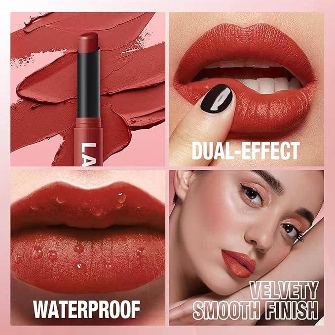 Dark Red Lipstick For Women Matte Highly Pigmented Lip stick Hypoallergenic Waterproof Long Lasting Lipsticks Quick Makeup Lightweight Portable # 12